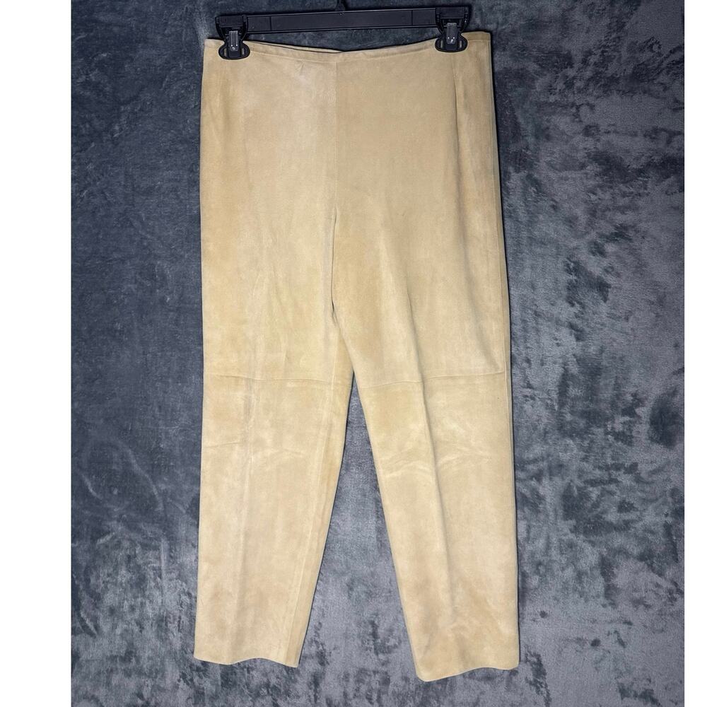 Designer x Donna Karan Signature 100% Reindeer Suede Leather Pants 12 VTG 90s